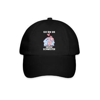 Elefanten Geschwister Große Schwester - Ich bin - Baseballkappe - Schwarz/Schwarz - Vorne