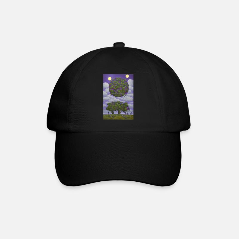 Tree and moon - Baseball Cap - black/black