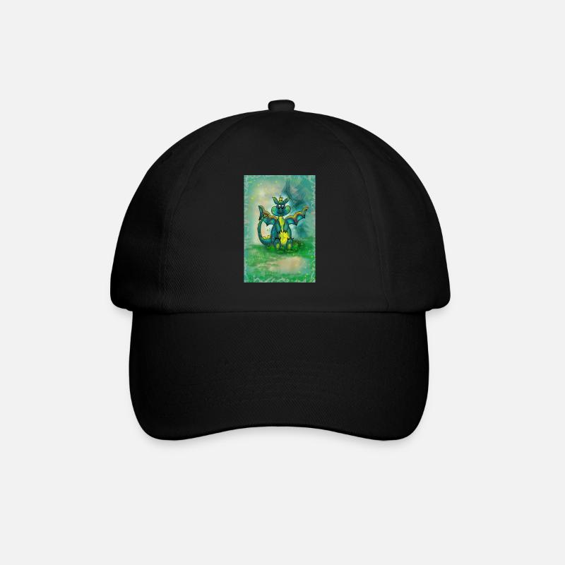 Drache mit Hintergrund - Baseballkappe - Schwarz/Schwarz