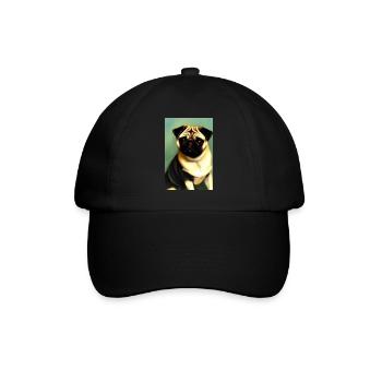 Mops Hund - Baseballkappe - Schwarz/Schwarz - Vorne