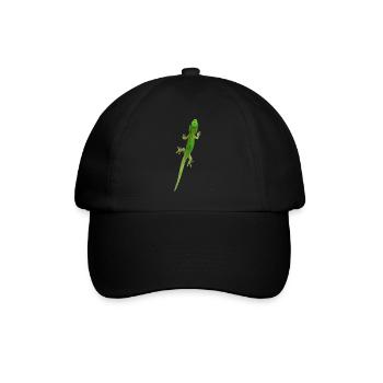Grüner Gecko - Baseballkappe - Schwarz/Schwarz - Vorne