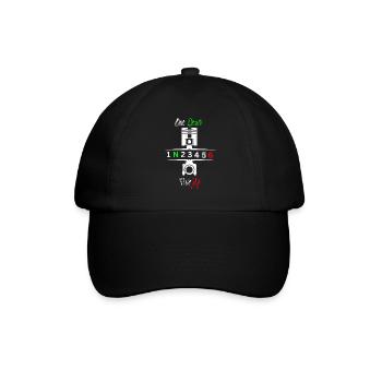Motorrad Gänge Schaltung 1N23456 - Baseballkappe - Schwarz/Schwarz - Vorne