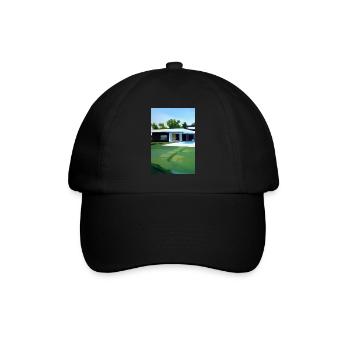 Weiße Villa mit Pool - Baseballkappe - Schwarz/Schwarz - Vorne