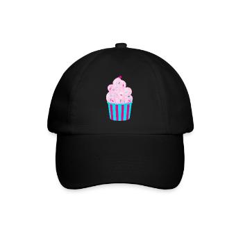 Icecream Cup Deko Eis Streifen Sommer Fun Fan - Baseballkappe - Schwarz/Schwarz - Vorne