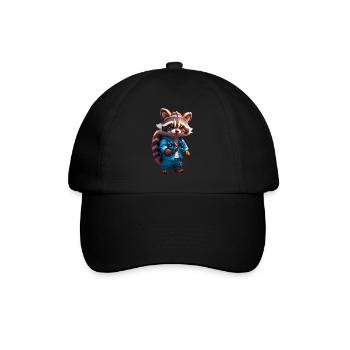 Happy Chibi raccoon racoon in jeans - Baseball Cap - black/black - Front