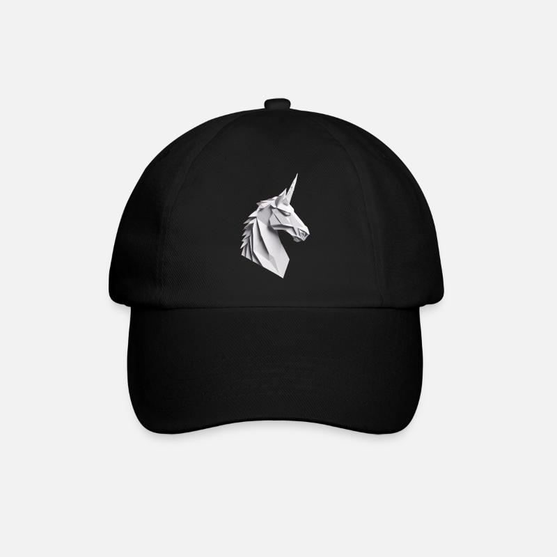 Episches Origami Einhorn - Baseballkappe - Schwarz/Schwarz