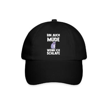Katze Ich Bin Auch Müde Wenn Ich Schlafe - Baseballkappe - Schwarz/Schwarz - Vorne
