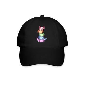 Regenbogen-Axolotl-Gruppe Design für Axolotl Fans - Baseballkappe - Schwarz/Schwarz - Vorne