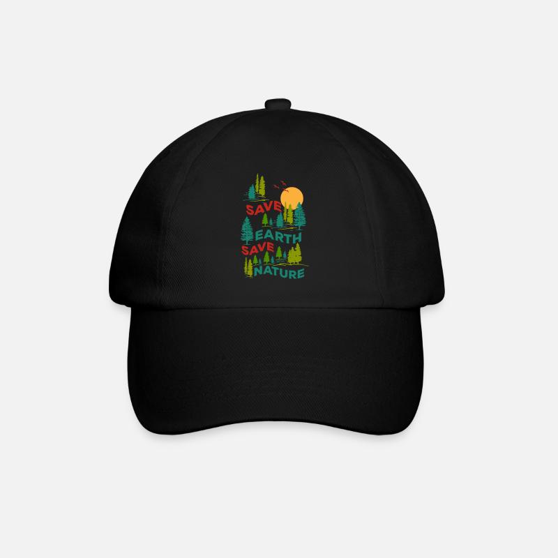 Rettet die Erde, rettet die Natur - Baseballkappe - Schwarz/Schwarz