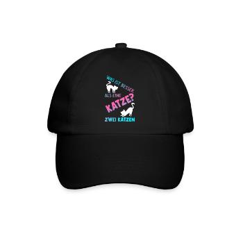 Was Ist Besser Als Eine Katze Zwei Katzen Kater Ka - Baseballkappe - Schwarz/Schwarz - Vorne