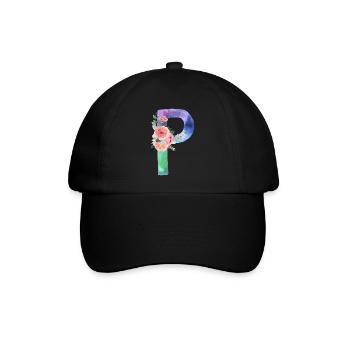 Lettre P watercolor - Casquette classique - noir/noir - Devant