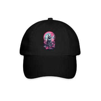 Gothic Pastel Cat with Moon and Roses - Baseball Cap - black/black - Front