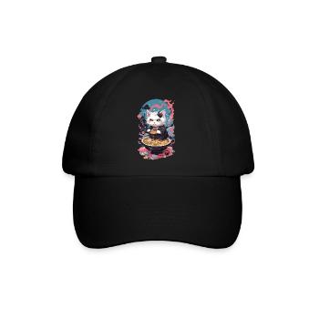 Cat Goth Pastel Ramen Noodle Soup Kawaii - Baseball Cap - black/black - Front