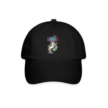 Einhorn Glaube Vintage Retro Bunt Modern Trend - Baseballkappe - Schwarz/Schwarz - Vorne