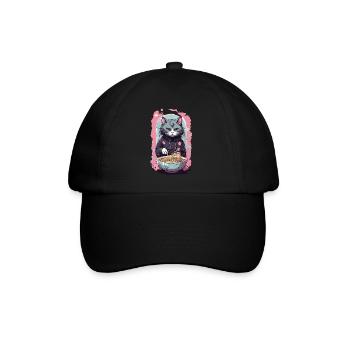 Anime Ramen Katze Japanische Nudelsuppen Kunst - Baseballkappe - Schwarz/Schwarz - Vorne