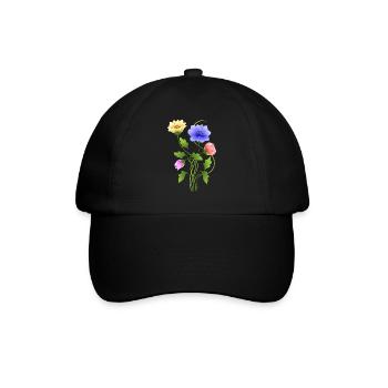Flowers - Baseball Cap - black/black - Front