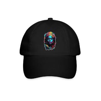 Afro Frau - Schönheit - Baseballkappe - Schwarz/Schwarz - Vorne
