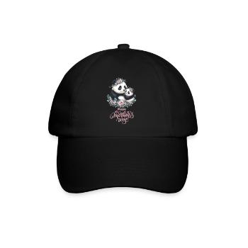 Happy Mother's Day Floral Wreath Mum Panda - Baseballkappe - Schwarz/Schwarz - Vorne