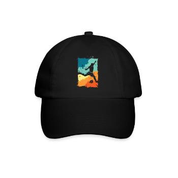 Soccer player color explosion shot retro vintage - Baseball Cap - black/black - Front