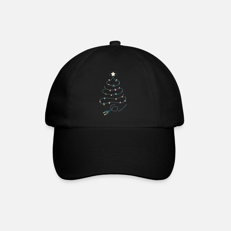 Weihnachtsbaum Lichterketten Design - Baseballkappe - Schwarz/Schwarz