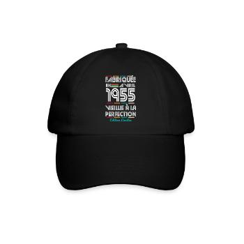 Anniversaire 70 ans - Fabriquée en Avril 1955 - Casquette classique - noir/noir - Devant