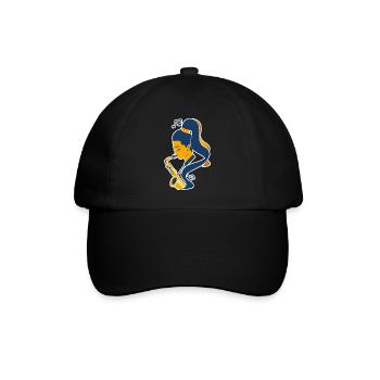 Saxophonspielerin Comic Look - Baseballkappe - Schwarz/Schwarz - Vorne
