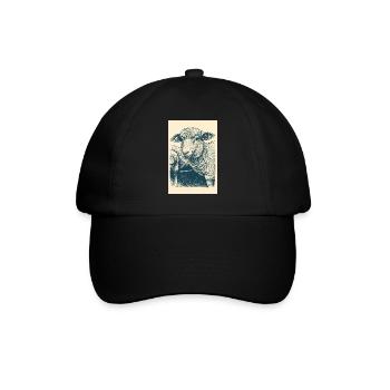 Vintager Linien-Schaf - Baseballkappe - Schwarz/Schwarz - Vorne