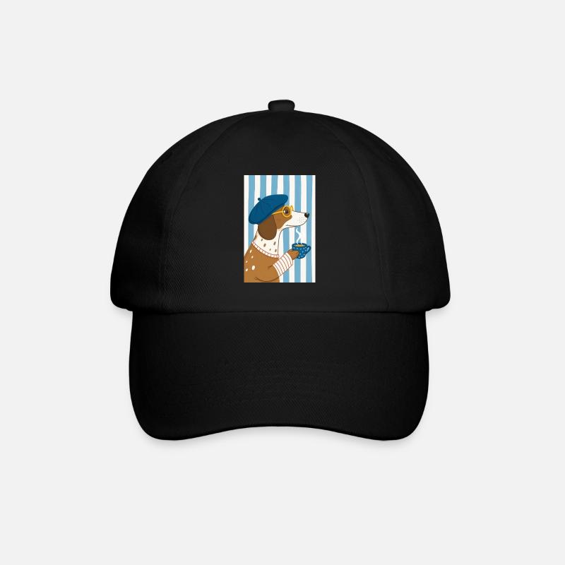 Chien chic café et béret - Casquette classique - noir/noir