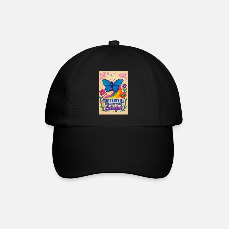 Schmetterling Farbwelt Motiv - Baseballkappe - Schwarz/Schwarz