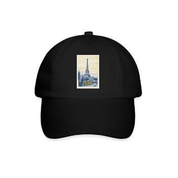 Paris Eiffel Blueprint - Baseball Cap - black/black - Front