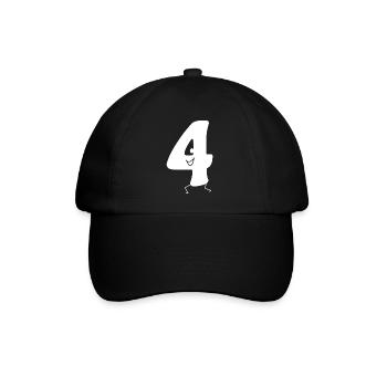 Lustige Vier: Minimalistische Ziffer 4 | Vierter - Baseballkappe - Schwarz/Schwarz - Vorne