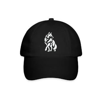 Wolfs Silhouette in Kontrast - Baseballkappe - Schwarz/Schwarz - Vorne
