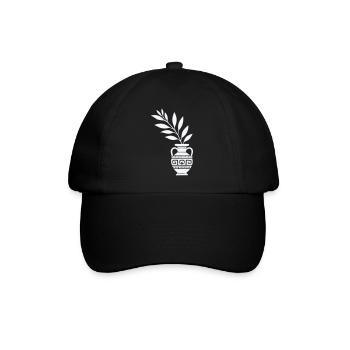 Antike Vase mit Blattzweigen - Baseballkappe - Schwarz/Schwarz - Vorne