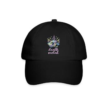 Lustig Death Metal Einhorn Metalhead - Baseballkappe - Schwarz/Schwarz - Vorne