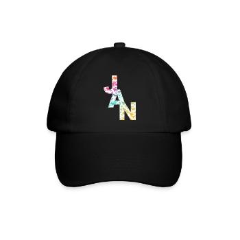 JAN - Schöner Jungen Name mit Dinosaurier - Baseballkappe - Schwarz/Schwarz - Vorne