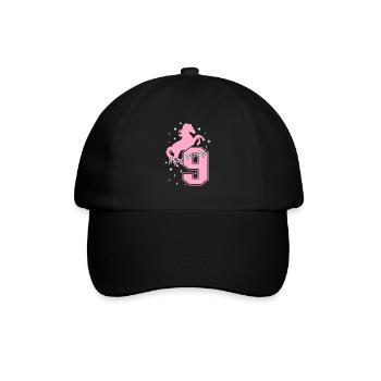 9. Geburtstag Reiten Pferd Reitstall - Baseballkappe - Schwarz/Schwarz - Vorne