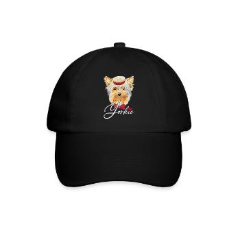 Lustiger Yorkie mit Hut Yorkshire Terrier - Baseballkappe - Schwarz/Schwarz - Vorne