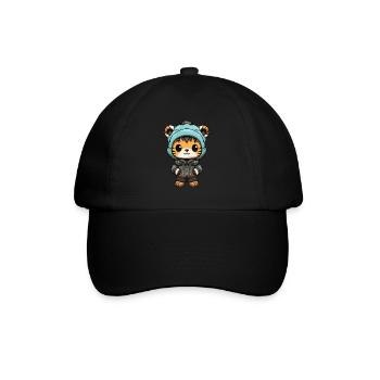 Tiger Winter Animal Cute Comic - Baseball Cap - black/black - Front