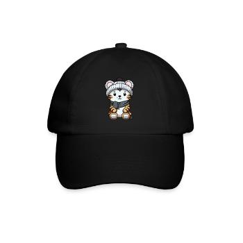 Tiger Winter Animal Cute Comic - Baseball Cap - black/black - Front