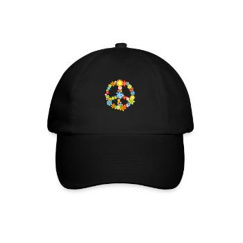 Peace / Peace symbol with flowers - Baseball Cap - black/black - Front