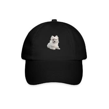 Weißer Pomeranian Geschenk - Baseballkappe - Schwarz/Schwarz - Vorne