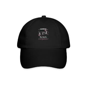 swim bike run sport funny swimming birthday - Baseball Cap - black/black - Front