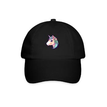 Cute Floral Unicorn - Baseball Cap - black/black - Front
