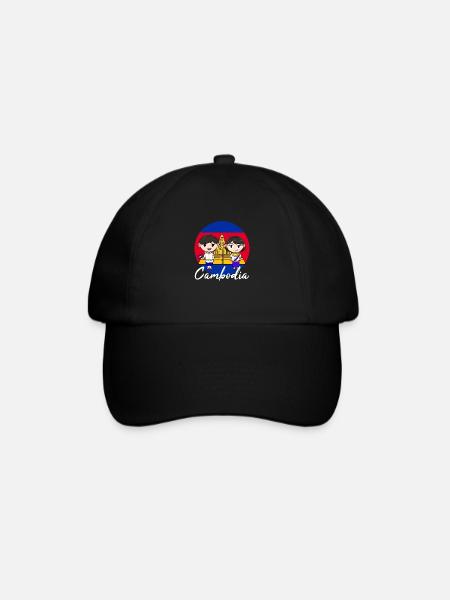 Temple du Cambodge Khmer Vintage drapeau je cadeau - Casquette classique - noir/noir