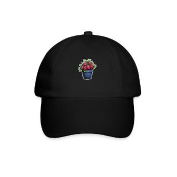Himbeere Topfpflanze - Baseballkappe - Schwarz/Schwarz - Vorne