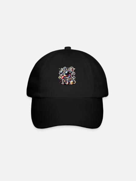 Frenchie bunt - Baseballkappe - Schwarz/Schwarz