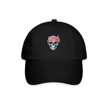 Human Skull & Flowers 16 - Baseball Cap - black/black - Front