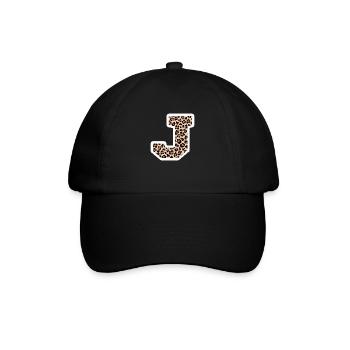 lettre J motif léopard -idée cadeau d’anniversaire - Casquette classique - noir/noir - Devant