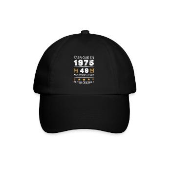 Fabriqué En 1975 Né En 1975 49 Ans Anniversaire - Casquette classique - noir/noir - Devant