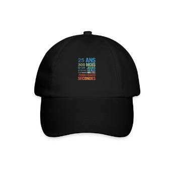 25 Ans de Vie – Un Quart de Siècle en Chiffres - Baseballkappe - Schwarz/Schwarz - Vorne